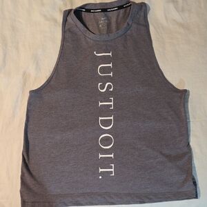 Nike Charcoal Sleeveless Top with Bold Text